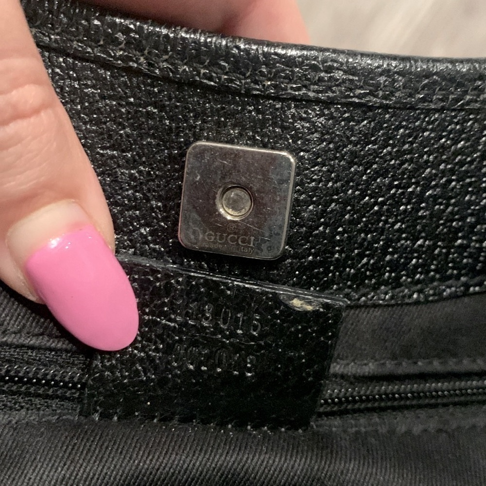 Gucci monogram canvas and leather shoulder bag black - Picture 7 of 8